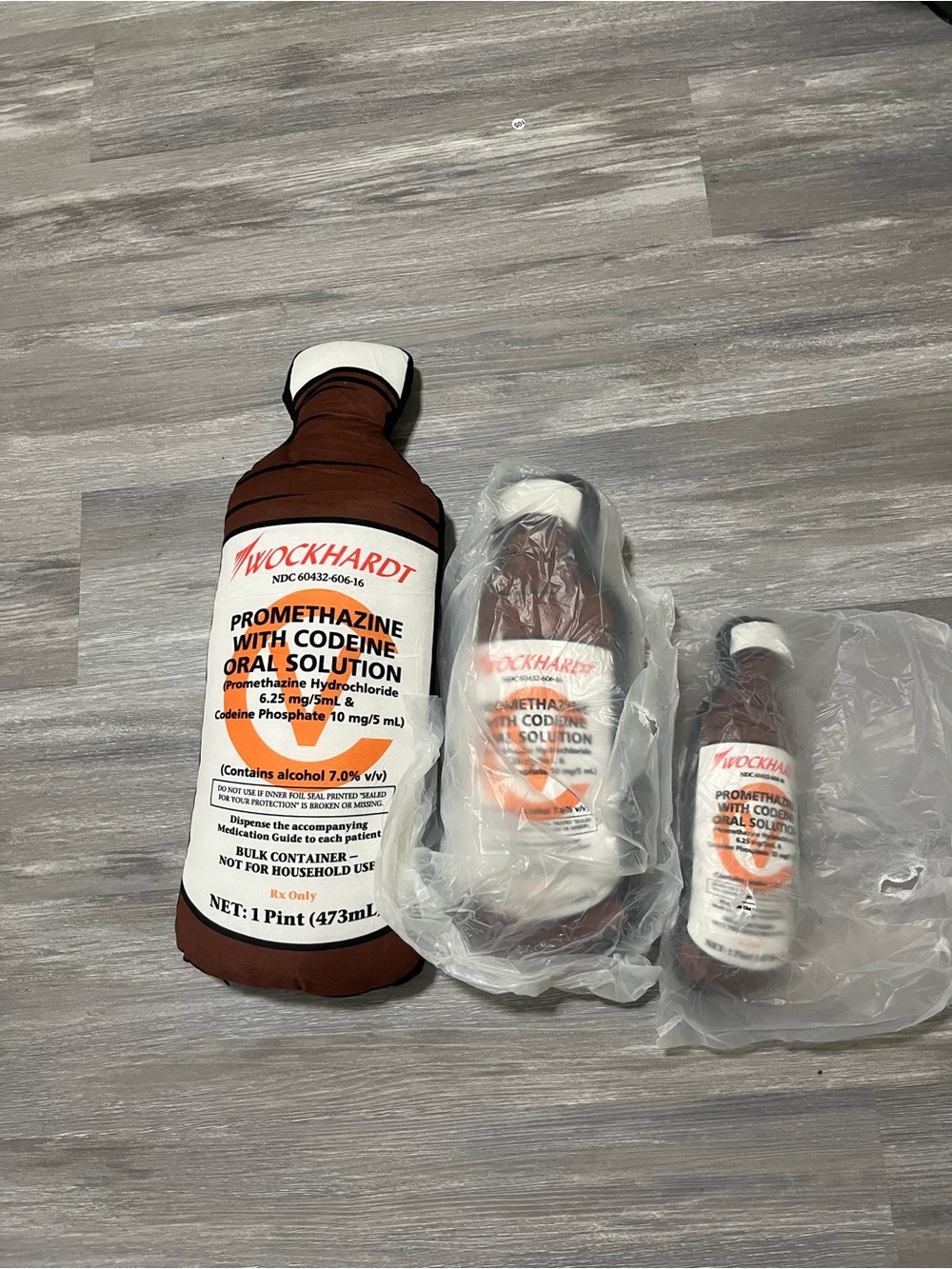 Supreme Brown White Orange Grape Syrup Plush Bottle